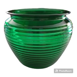 Home National Potteries green depression glass ribbed jar humidor approx c1930s